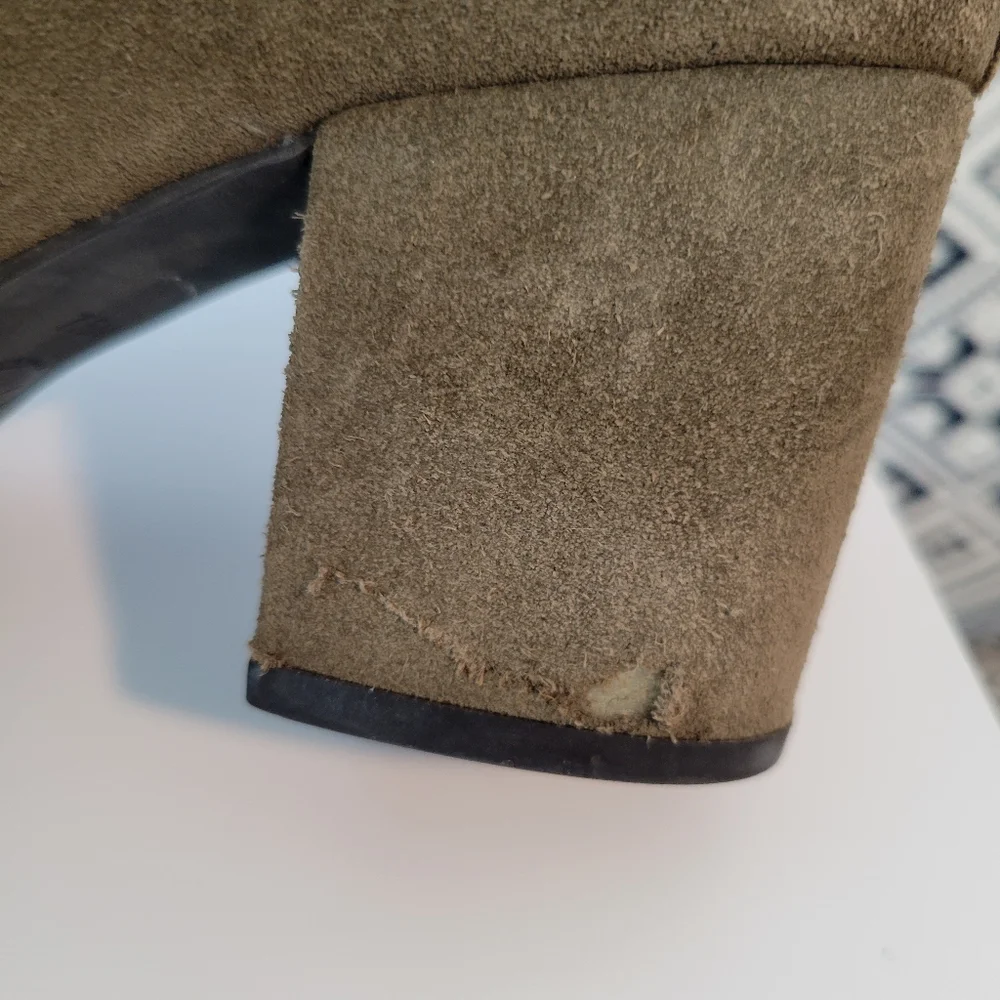 MICHAEL KORS MARIS SUEDE POINT TOE BOOTIES IN GREEN SIZE 7.5